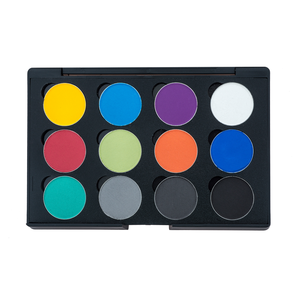 12 Makeup palette with various colors 